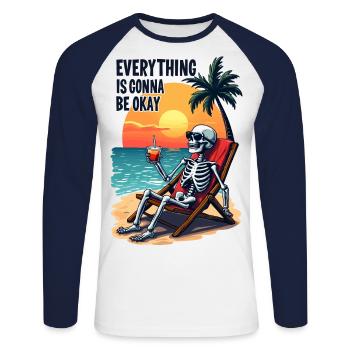 Alles wird gut - Unisex Baseballshirt langarm - Weiß/Navy - Vorne - Nik (191cm)