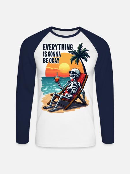 Alles wird gut - Unisex Baseballshirt langarm - Weiß/Navy