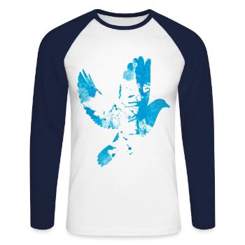 Colombe de la paix bavaroise - T-shirt baseball manches longues Homme - blanc/marine - Devant - Nik (191cm)
