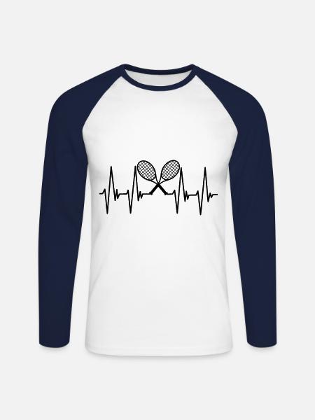 Tennis Herzschlag - Unisex Baseballshirt langarm - Weiß/Navy