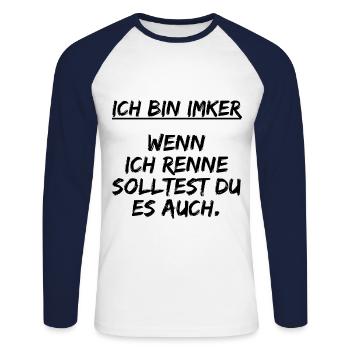 Ich bin Imker, geschenk imker - geschenk für imker - Unisex Baseballshirt langarm - Weiß/Navy - Vorne - Nik (191cm)