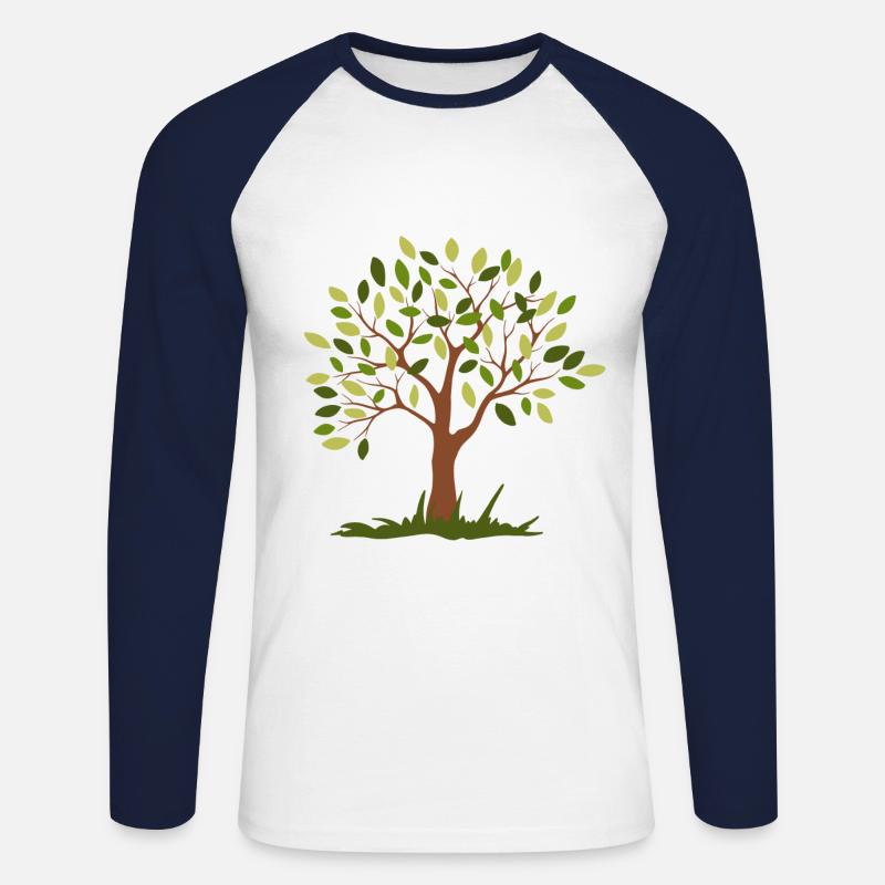 schöner grüner Baum - Unisex Baseballshirt langarm - Weiß/Navy