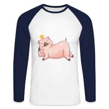 Schwein Prinzessin - Unisex Baseballshirt langarm - Weiß/Navy - Vorne - Nik (191cm)