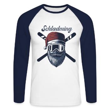 Schladming Ski Sknowboard - Unisex Baseballshirt langarm - Weiß/Navy - Vorne - Nik (191cm)