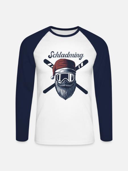 Schladming Ski Sknowboard - Unisex Baseballshirt langarm - Weiß/Navy