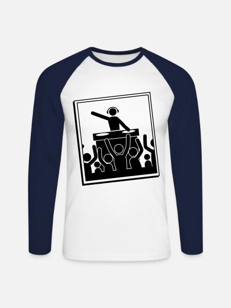 dj party - Unisex Baseballshirt langarm - Weiß/Navy