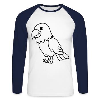 Adler Comic Tier - Unisex Baseballshirt langarm - Weiß/Navy - Vorne - Nik (191cm)