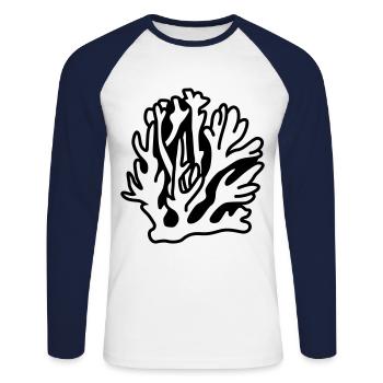 Korale ozean - Unisex Baseballshirt langarm - Weiß/Navy - Vorne - Nik (191cm)