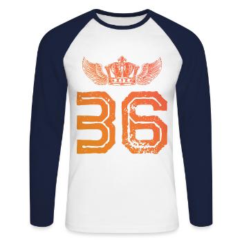 36 Number crown - Unisex Long Sleeve Baseball T-Shirt - white/navy - Front - Nik (191cm)