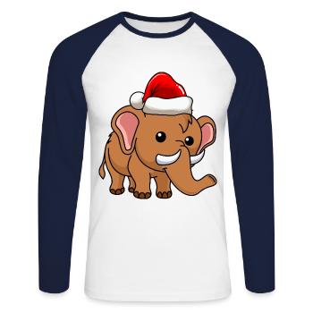 Mammut Comic Noël - T-shirt baseball manches longues Homme - blanc/marine - Devant - Nik (191cm)