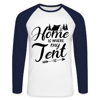 Camping Wohnmobil Van Vintage im Wohnwagen Caravan - Unisex Baseballshirt langarm - Weiß/Navy - Vorne - Nik (191cm)