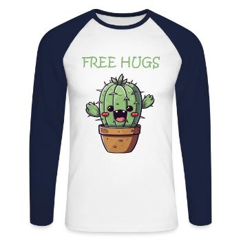 Knuddel Kaktus: Niedlich, herzlich und stachelig - Unisex Baseballshirt langarm - Weiß/Navy - Vorne - Nik (191cm)