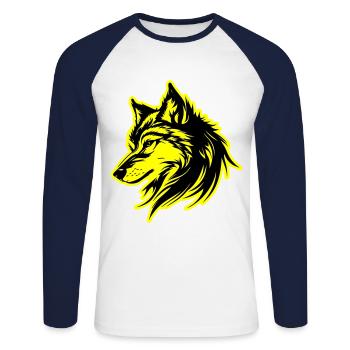 Wolf Silhouette - Unisex Baseballshirt langarm - Weiß/Navy - Vorne - Nik (191cm)