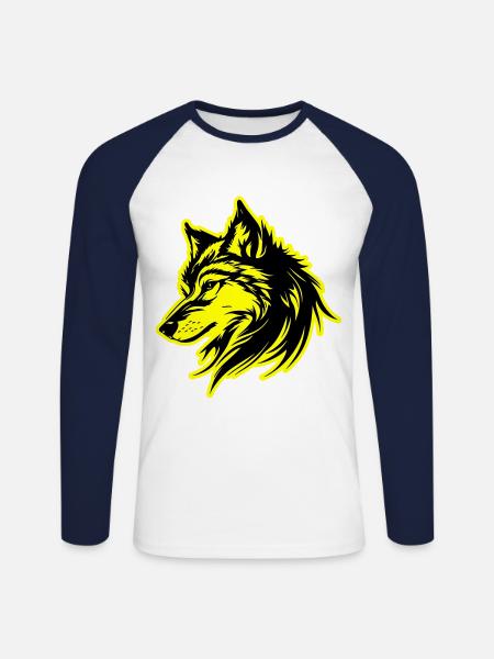 Wolf Silhouette - Unisex Long Sleeve Baseball T-Shirt - white/navy