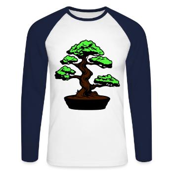 Tree Bonsai Symbol - Unisex Long Sleeve Baseball T-Shirt - white/navy - Front - Nik (191cm)