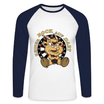 Dart Motiv Ziegenbock mit Dartscheibe, keiner Bock - Unisex Baseballshirt langarm - Weiß/Navy - Vorne - Nik (191cm)
