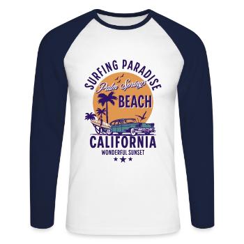 Palm Springs California Surfer Paradise - Unisex Long Sleeve Baseball T-Shirt - white/navy - Front - Nik (191cm)