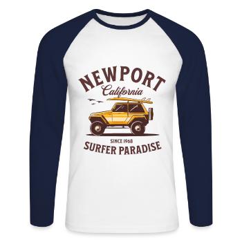 Newport California Surfer Paradise - Unisex Long Sleeve Baseball T-Shirt - white/navy - Front - Nik (191cm)