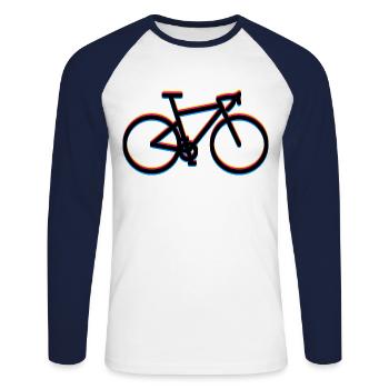 Gravel Bike Rennrad Fahrrad Glitch - Unisex Baseballshirt langarm - Weiß/Navy - Vorne - Nik (191cm)