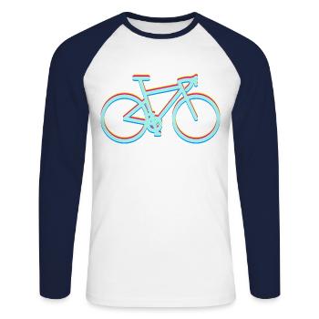 Gravel Bike Vélo de route Bike Glitch - T-shirt baseball manches longues Homme - blanc/marine - Devant - Nik (191cm)