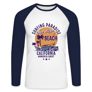 San Diego California Wonderful Sunset - Unisex Long Sleeve Baseball T-Shirt - white/navy - Front - Nik (191cm)