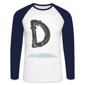 Tube D - T-shirt baseball manches longues Homme - blanc/marine - Devant - Nik (191cm)
