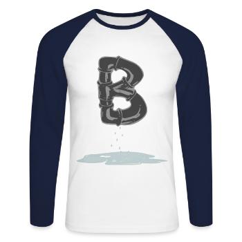 Pipe B - Unisex Long Sleeve Baseball T-Shirt - white/navy - Front - Nik (191cm)