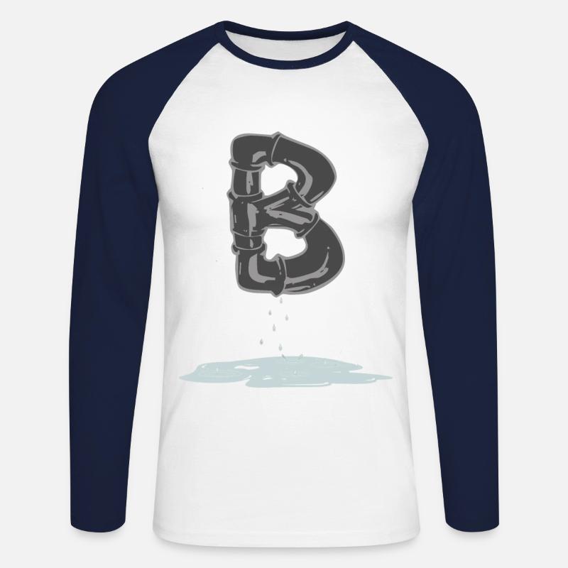 rohr b - Unisex Baseballshirt langarm - Weiß/Navy