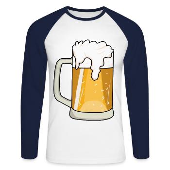 Beer - Unisex Long Sleeve Baseball T-Shirt - white/navy - Front - Nik (191cm)