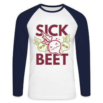 Vegan Sick Of Beet - Unisex Long Sleeve Baseball T-Shirt - white/navy - Front - Nik (191cm)