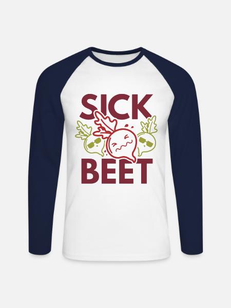 Vegan Sick Of Beet - Unisex Long Sleeve Baseball T-Shirt - white/navy