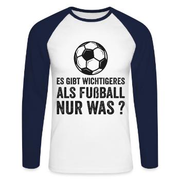Fußballer Sprüche Lustig - Unisex Baseballshirt langarm - Weiß/Navy - Vorne - Nik (191cm)
