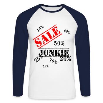 SALE - Unisex Long Sleeve Baseball T-Shirt - white/navy - Front - Nik (191cm)