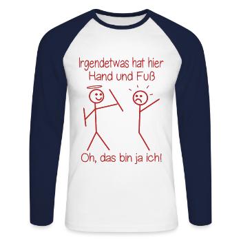 Lustige Strichmännchen Cartoon Comic - Unisex Baseballshirt langarm - Weiß/Navy - Vorne - Nik (191cm)