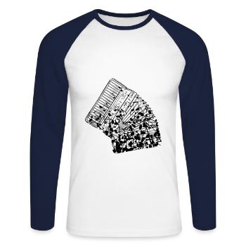 Instrumental Notes Accordeon Musical Accordeon - T-shirt baseball manches longues Homme - blanc/marine - Devant - Nik (191cm)