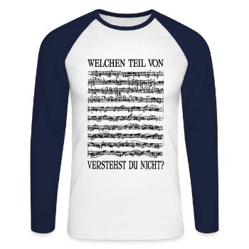 Music Notes Composer Musician Musical Instrument - Unisex Baseballshirt langarm - Weiß/Navy - Vorne - Nik (191cm)