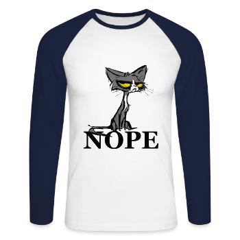 Nope Katze Nein Lustige Anti Social Katzen - Unisex Baseballshirt langarm - Weiß/Navy - Vorne - Nik (191cm)