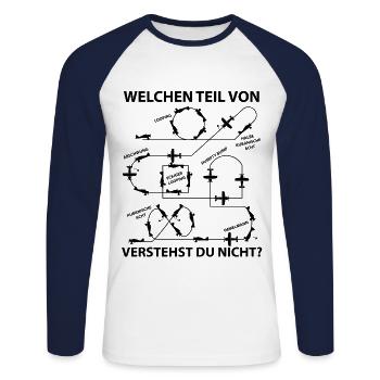 Modellflug Modellfliegen Kunstflug Modellflieger - Unisex Baseballshirt langarm - Weiß/Navy - Vorne - Nik (191cm)