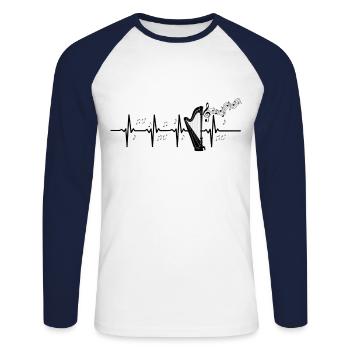 Joueur de harpe Herzschlag Instrument de musique Harpe - T-shirt baseball manches longues Homme - blanc/marine - Devant - Nik (191cm)