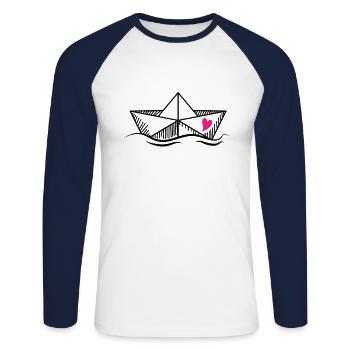 Paper Ship Sea Paper Boat Paper Boat - Unisex Long Sleeve Baseball T-Shirt - white/navy - Front - Nik (191cm)