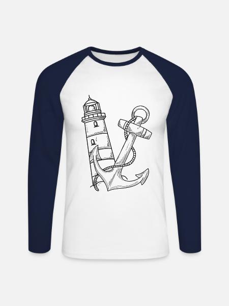 Lighthouse Anker Maritim - Unisex Long Sleeve Baseball T-Shirt - white/navy