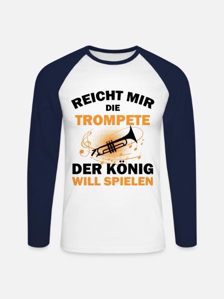 Trompete Trompeter - Unisex Baseballshirt langarm - Weiß/Navy