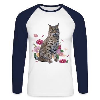 Lynx - T-shirt baseball manches longues Homme - blanc/marine - Devant - Nik (191cm)