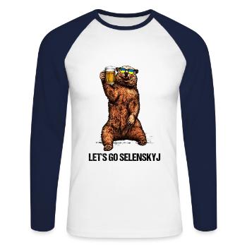 Let's Go Zelenskyi Stand With Ukraine - Unisex Long Sleeve Baseball T-Shirt - white/navy - Front - Nik (191cm)
