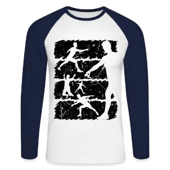 Badminton Player Badminton Racket - Unisex Long Sleeve Baseball T-Shirt - white/navy - Front - Nik (191cm)