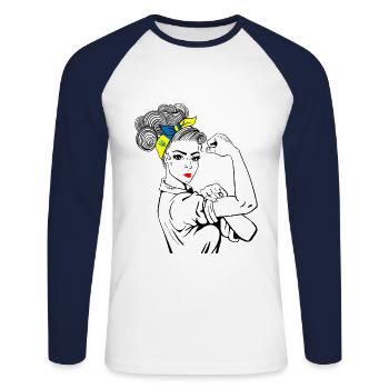 Ukraine Girl Unstoppable Strong Woman - Unisex Long Sleeve Baseball T-Shirt - white/navy - Front - Nik (191cm)