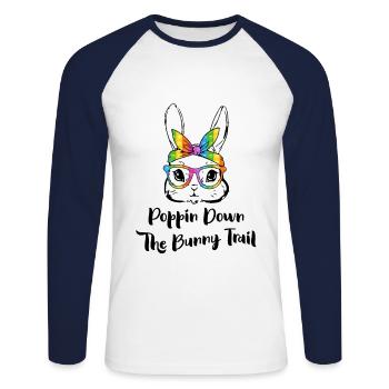 Poppin Down The Rabbit Trail Kaninchen Bandana - T-shirt baseball manches longues Homme - blanc/marine - Devant - Nik (191cm)