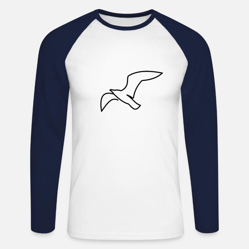 Maritim Meer Möwe - Unisex Baseballshirt langarm - Weiß/Navy