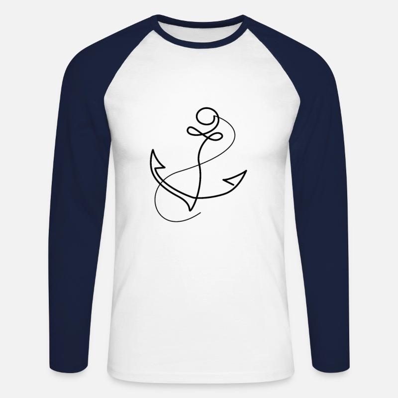 Maritim Meer Anker - Unisex Baseballshirt langarm - Weiß/Navy