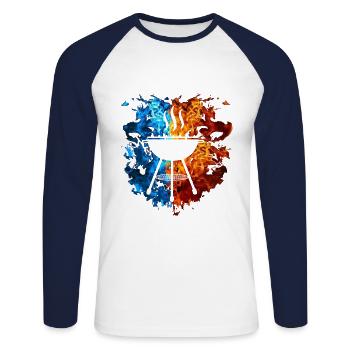 Grill Rouge Bleu Feu Griller Grill Master - T-shirt baseball manches longues Homme - blanc/marine - Devant - Nik (191cm)